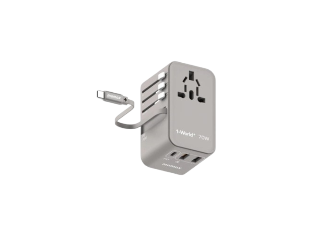 Buy Momax 1-World+ 70W GaN Travel Adapter - USB-C, USB-A, AC Outlet Grey in Qatar Buy Momax 1-World+ 70W GaN Travel Adapter - USB-C, USB-A, AC Outlet Grey in Qatar
